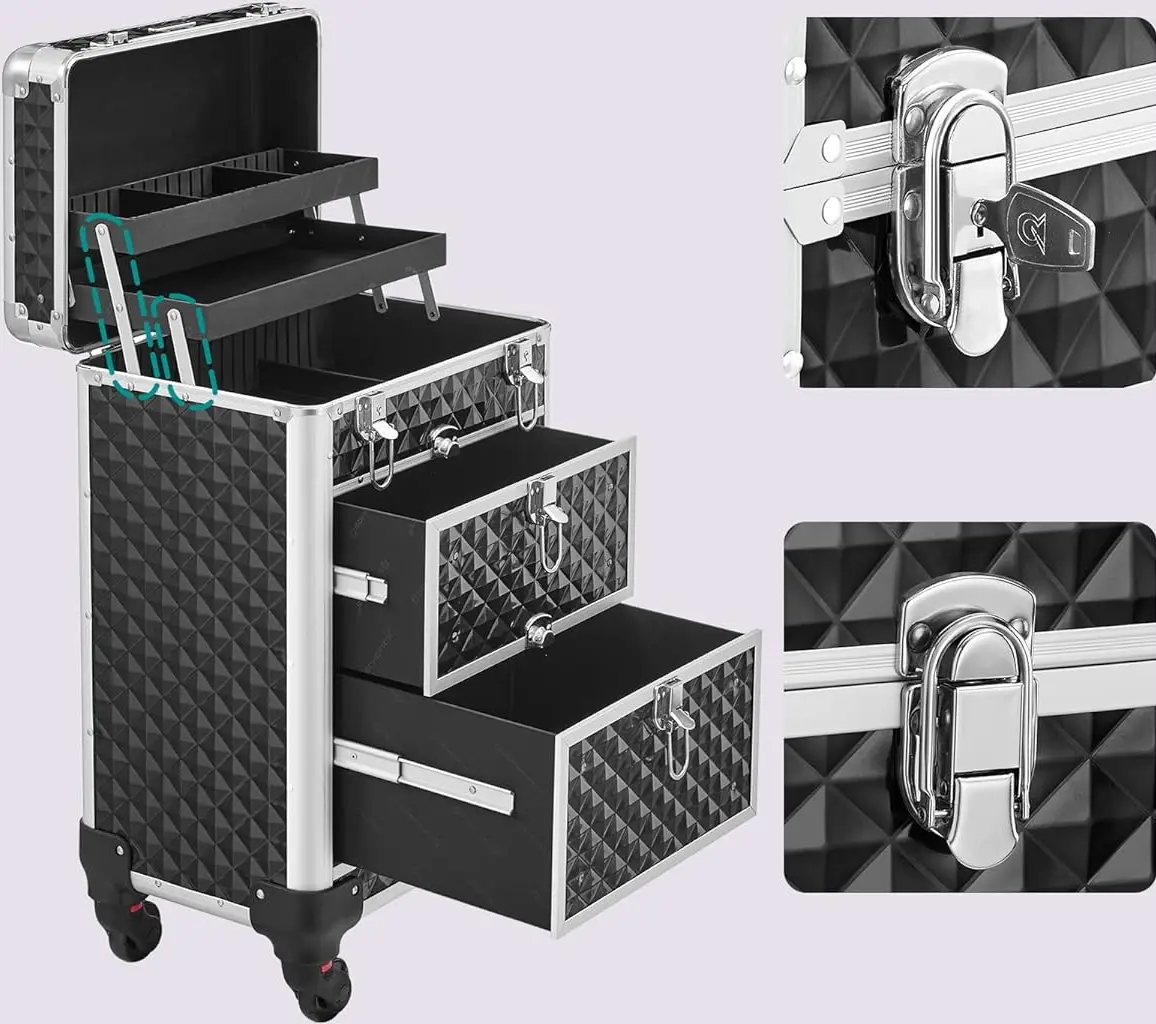Valiză organizator cosmetic Songmics JHZ08BK (Black) - 2