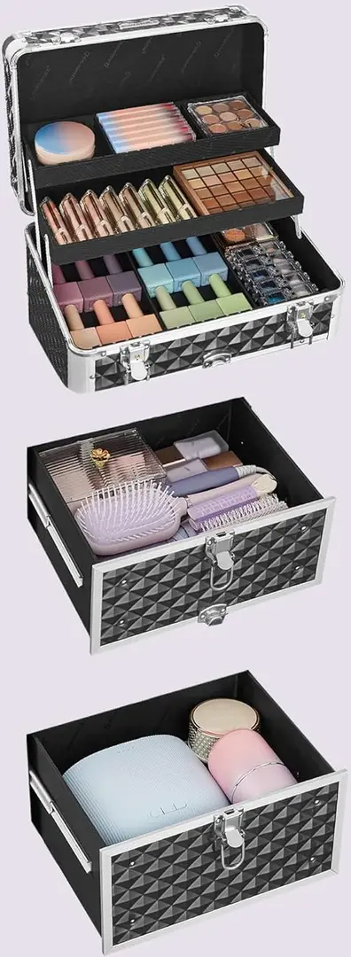 Valiză organizator cosmetic Songmics JHZ08BK (Black) - 4