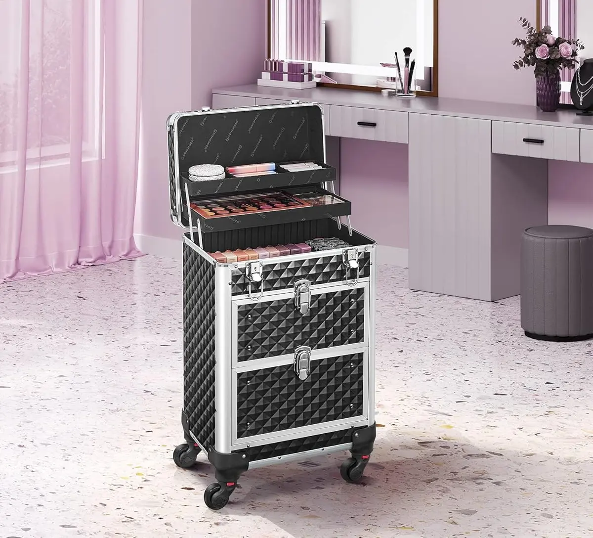 Valiză organizator cosmetic Songmics JHZ08BK (Black) - 5