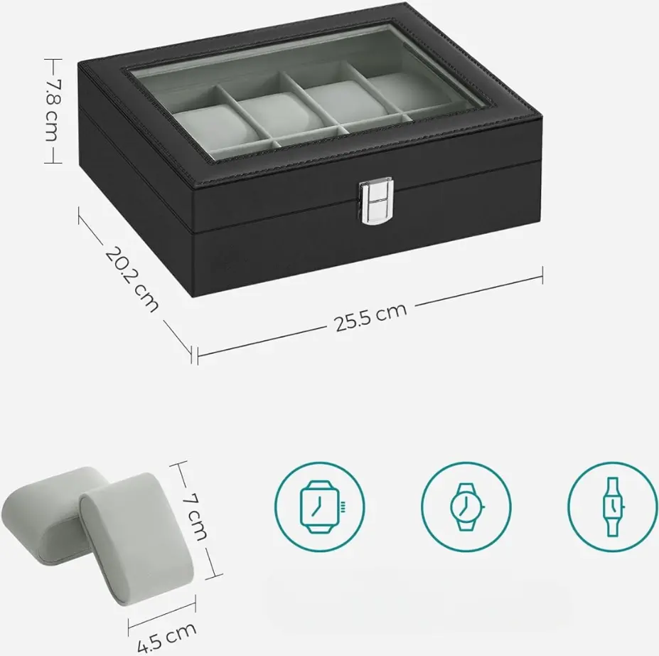 Organizator de ceasuri Songmics JWB010BK (Black/Grey)