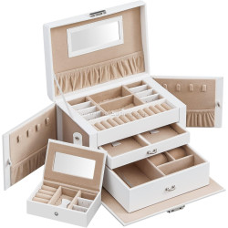 Organizator de bijuterii Songmics JBC121W (Cloud White/Sand Beige)