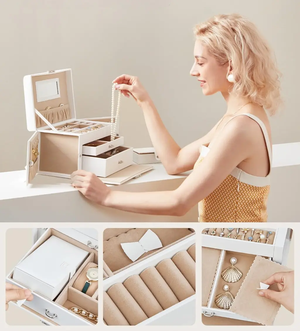 Органайзер для украшений Songmics JBC121W (Cloud White/Sand Beige)