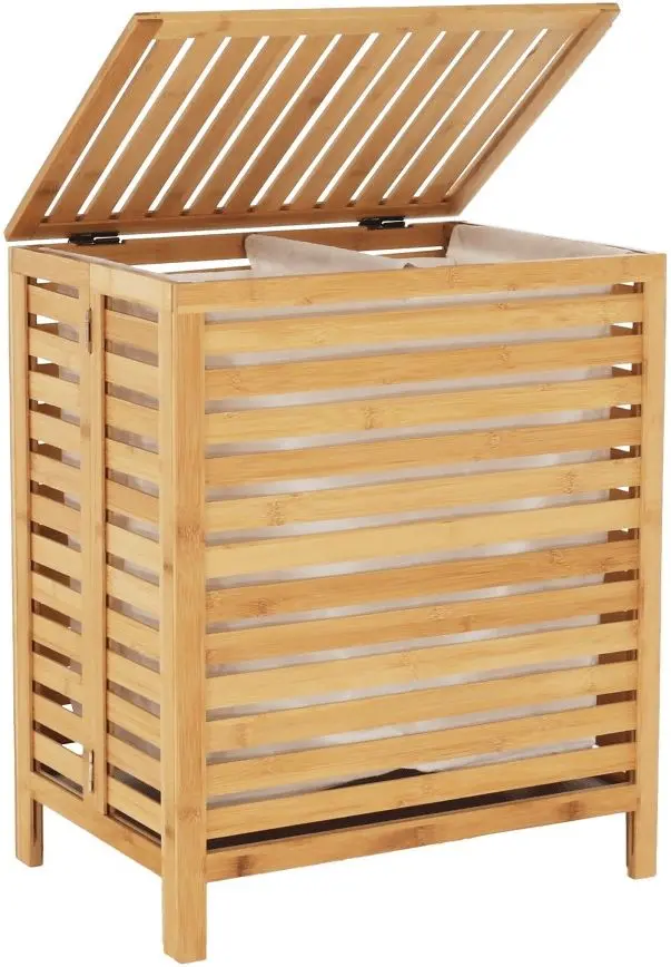 Корзина для белья Tempo Kondela Menork (White/Bamboo)