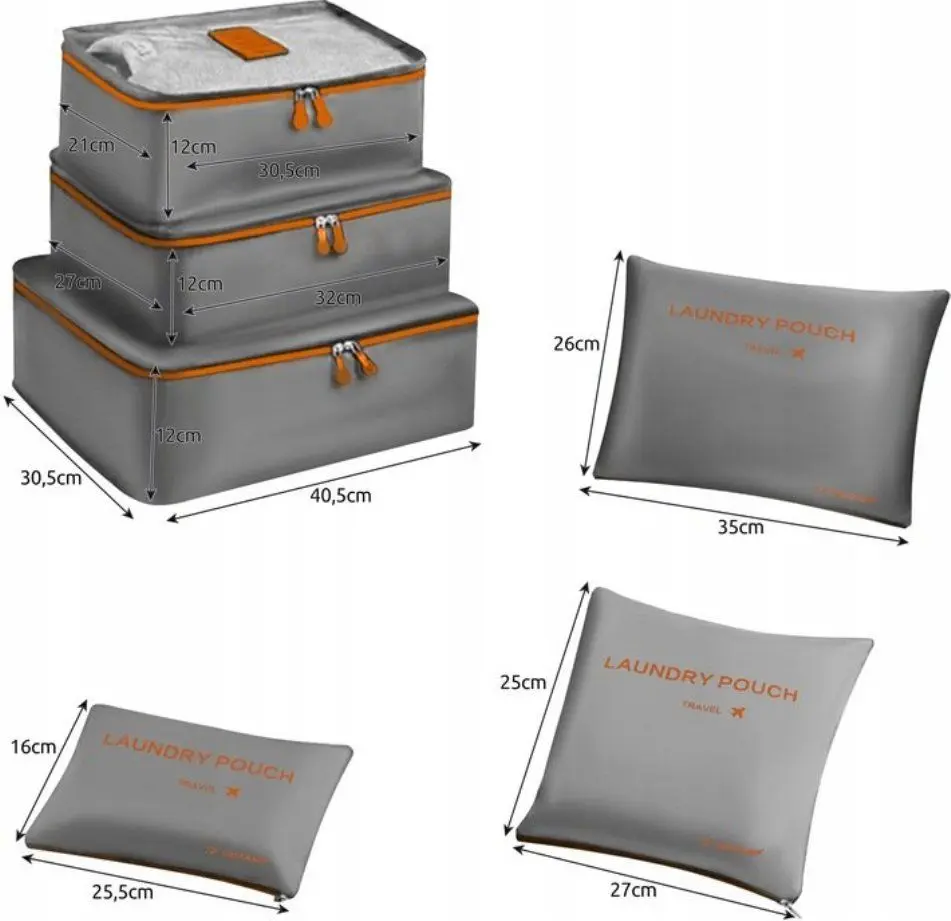 Set organizatoare de călătorie Trizand 23183 (Grey/Orange)