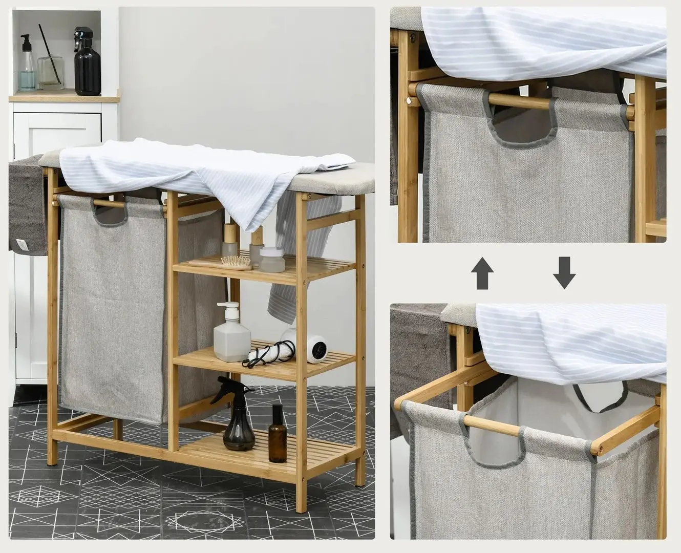 Masa de calcat Homcom 850-302V00ND 113x34x82 cm (Grey/Oak)