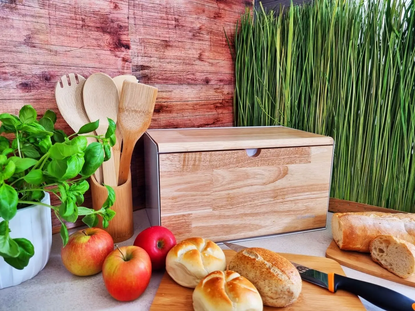 Хлебница Cook Line Basilico NEL5095 (White/Bamboo)