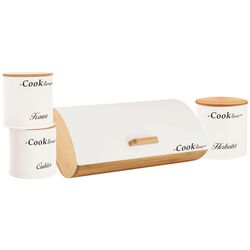 Набор хлебница + 3 банки Cook Line Aglio NEL4942 (White/Bamboo)
