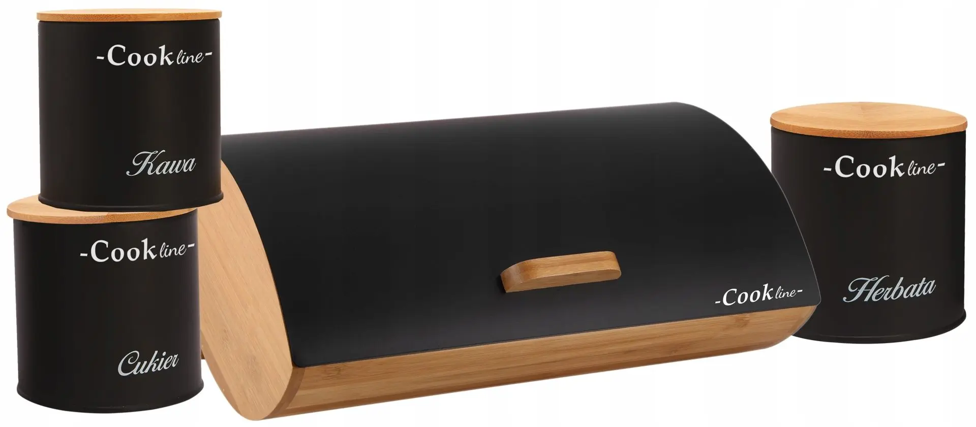 Set cutie de paine + 3 recipiente Cook Line Ortica NEL4935 (Black/Bamboo)