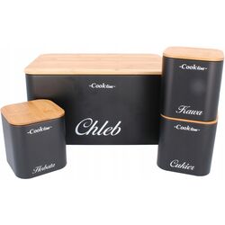 Набор хлебница + 3 банки Cook Line Rafano NEL7113 (Black/Bamboo)