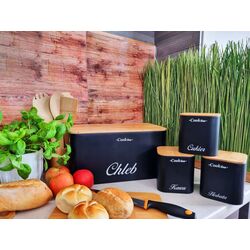 Набор хлебница + 3 банки Cook Line Rafano NEL7113 (Black/Bamboo) Thumb