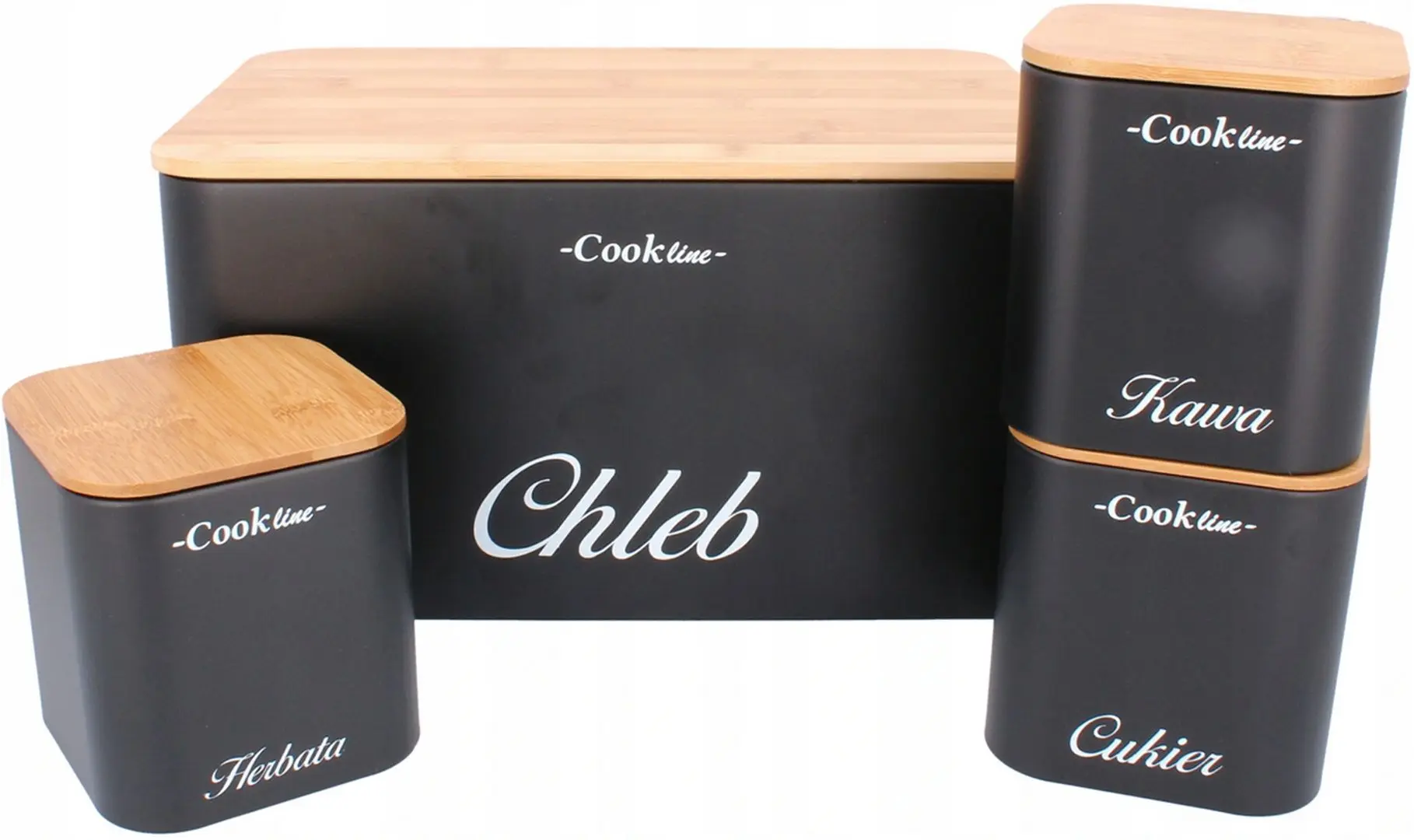 Набор хлебница + 3 банки Cook Line Rafano NEL7113 (Black/Bamboo)
