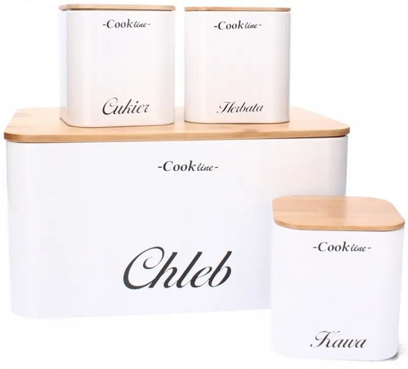 Набор хлебница + 3 банки Cook Line Rafano NEL7120 (White/Bamboo)