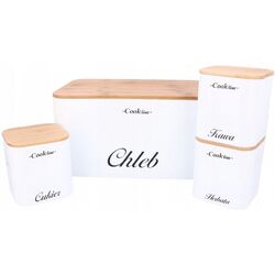 Набор хлебница + 3 банки Cook Line Rafano NEL7120 (White/Bamboo)