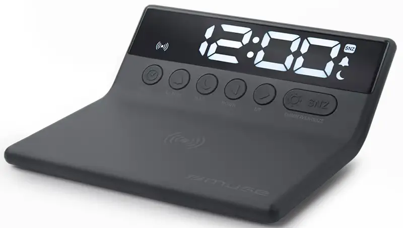 Ceas cu alarma cu incarcare fara fir Muse M-168 WI (Black)