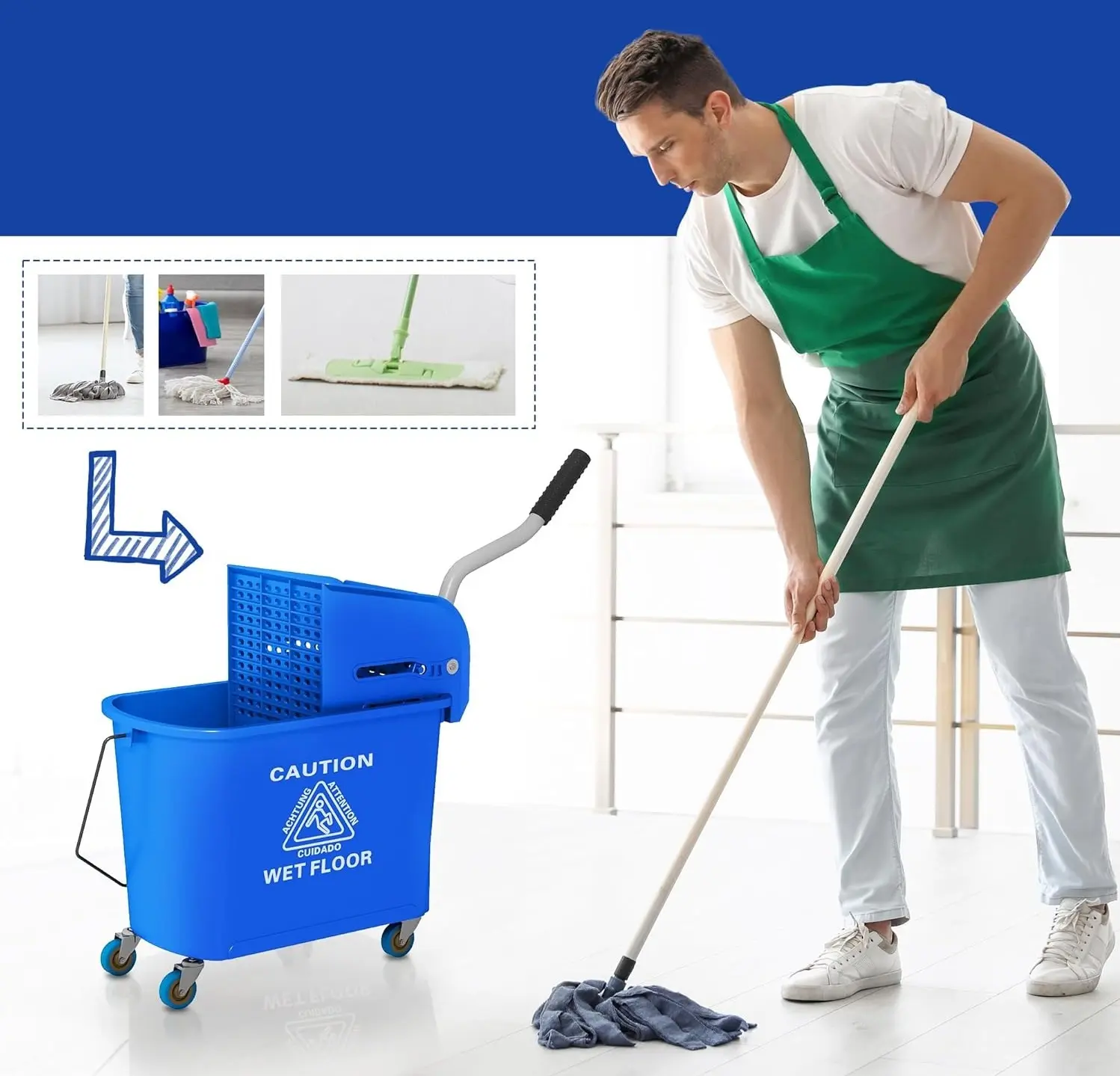 Тележка для уборки Homcom 720-002V00BU (Blue) - 4