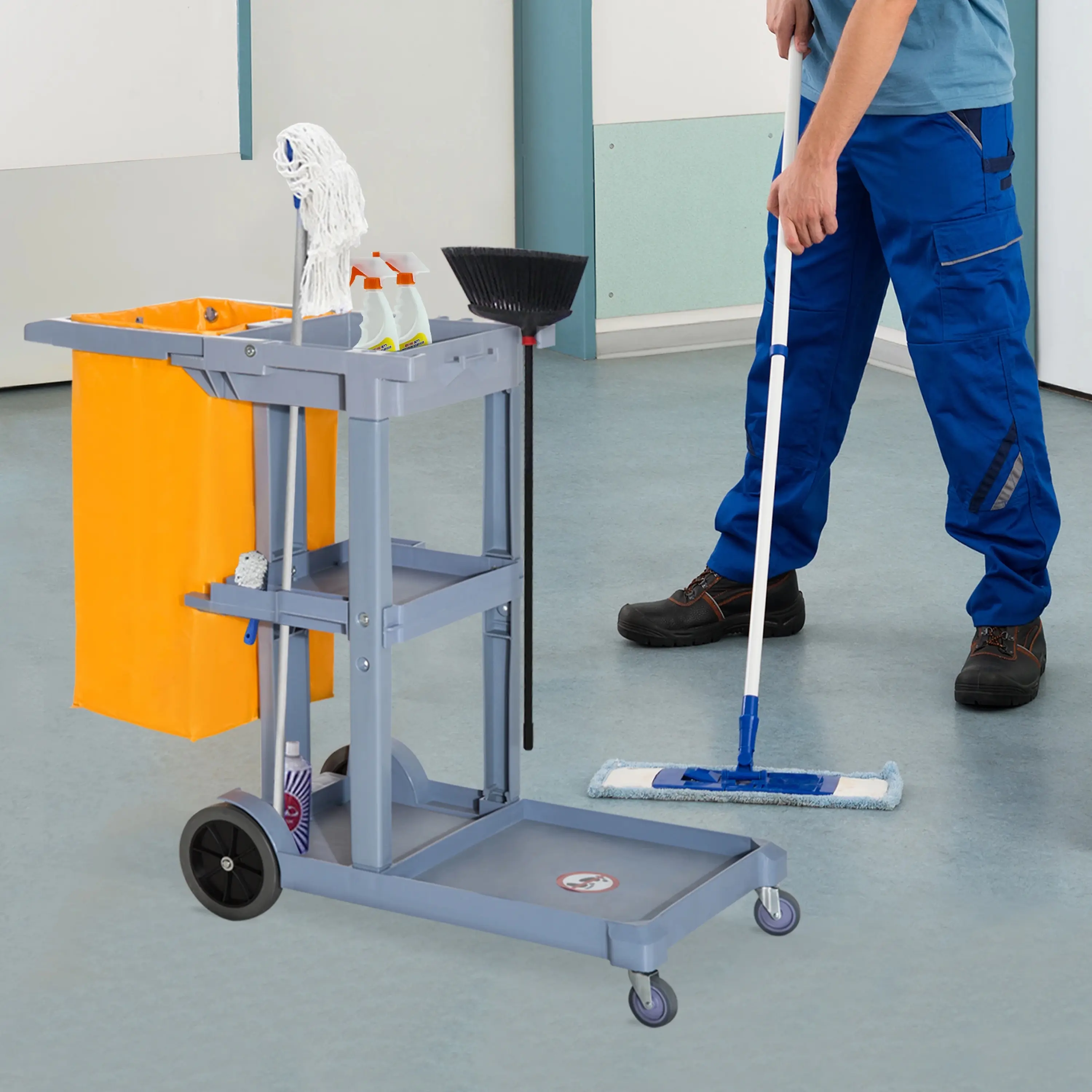 Carucior pentru curatenie Homcom 720-004 (Orange/Grey) - 6