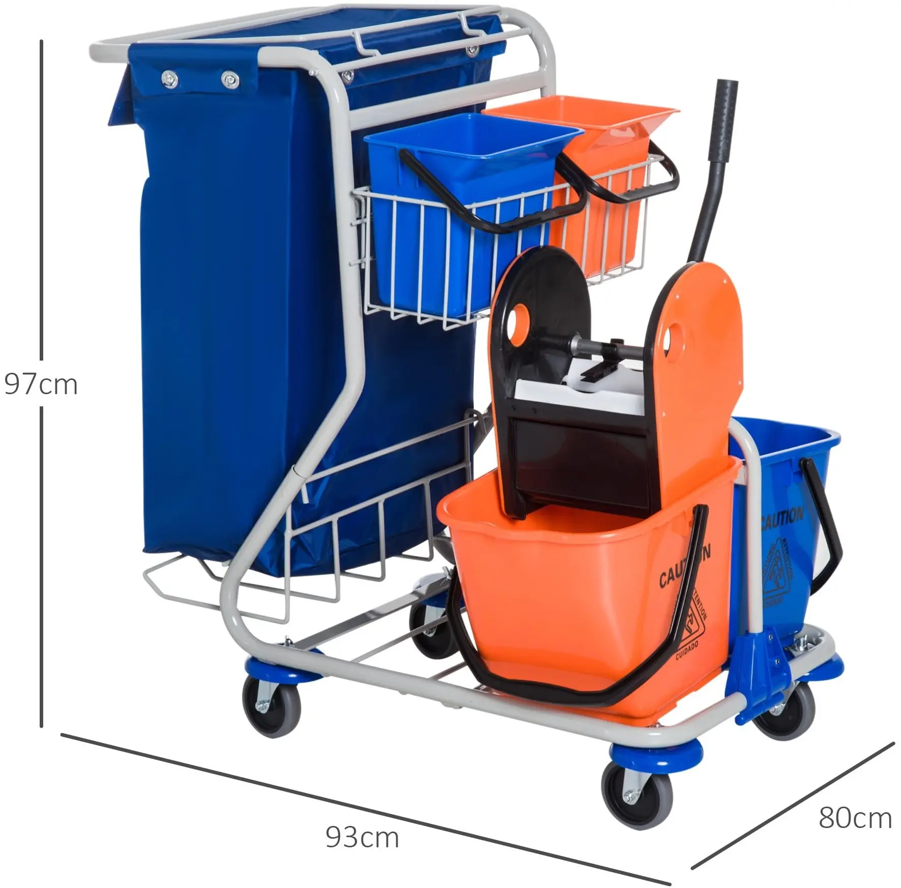 Carucior pentru curatenie Homcom 720-007 (Orange/Blue) - 6