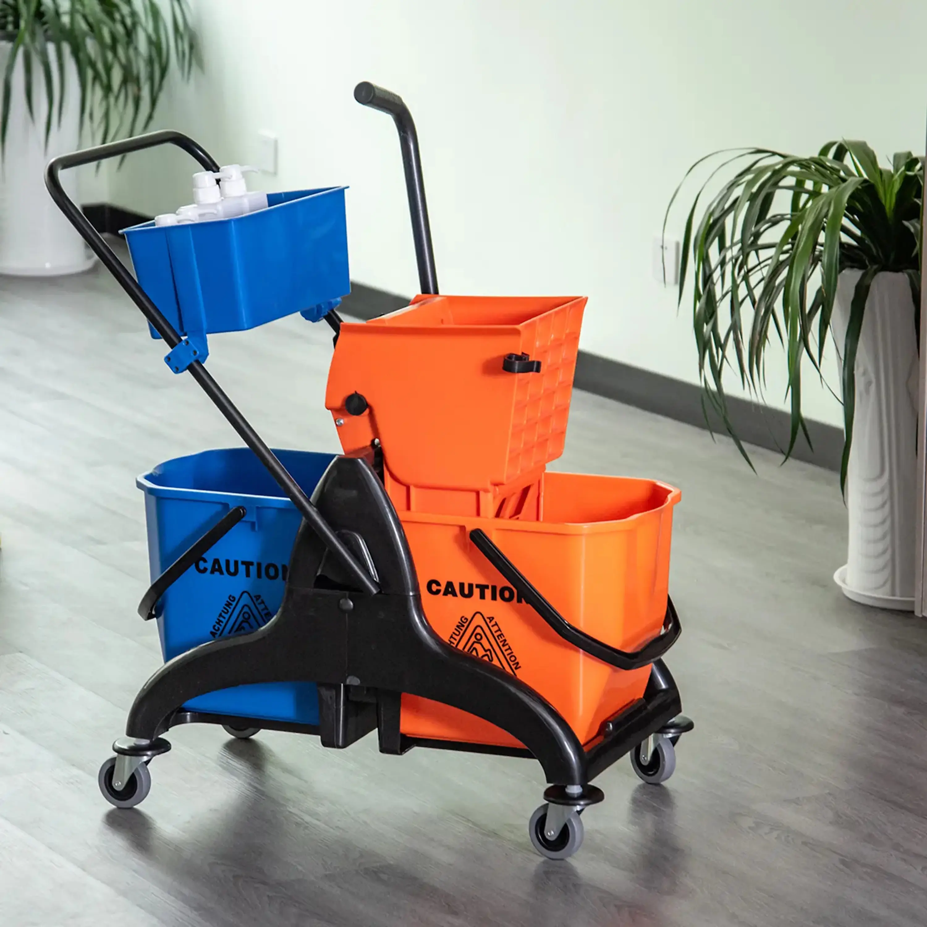 Carucior pentru curatenie Homcom 720-014OG (Orange/Blue) - 4