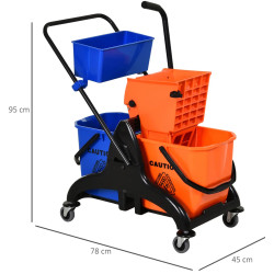 Carucior pentru curatenie Homcom 720-014OG (Orange/Blue) Thumb
