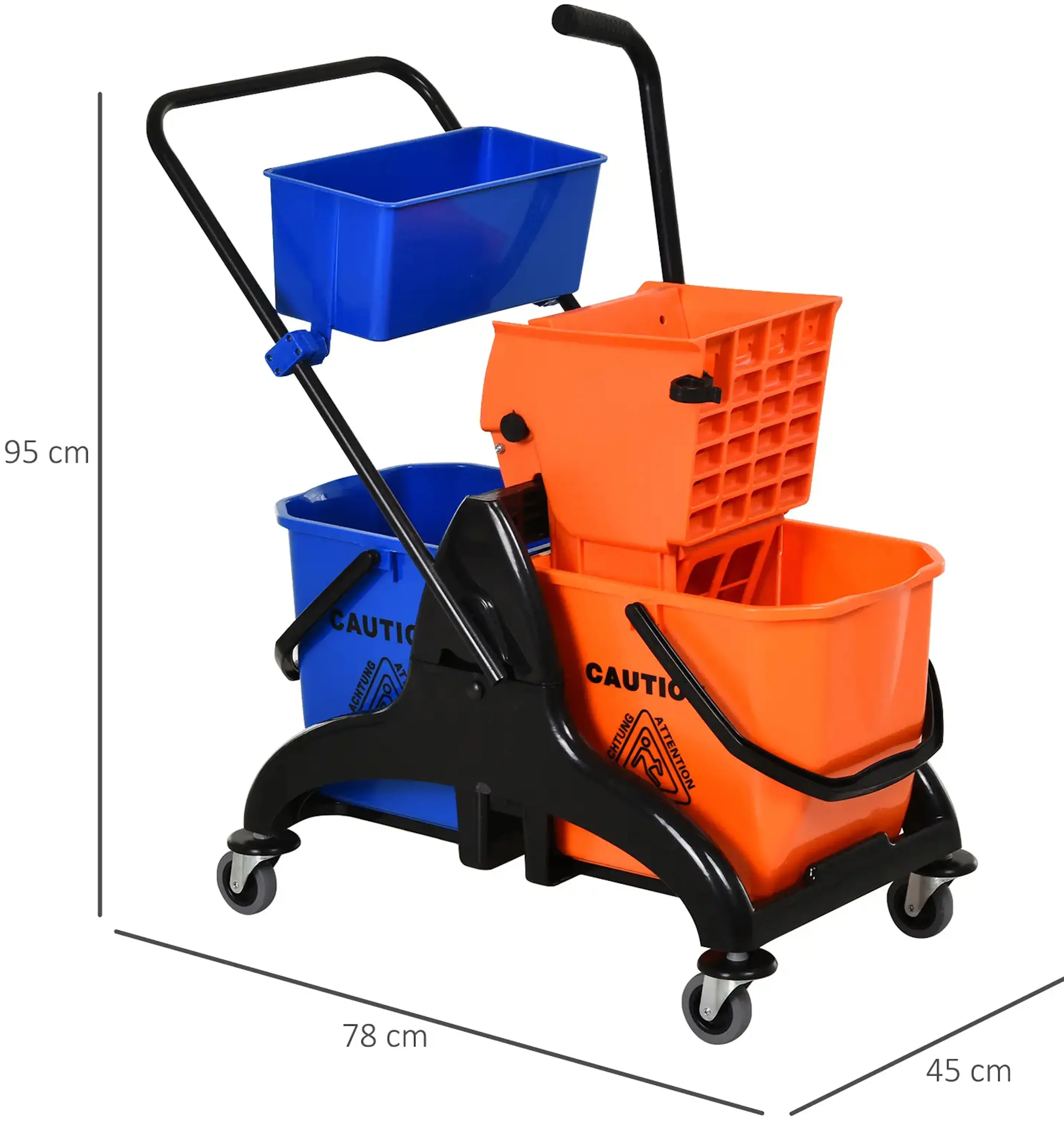 Carucior pentru curatenie Homcom 720-014OG (Orange/Blue) - 5