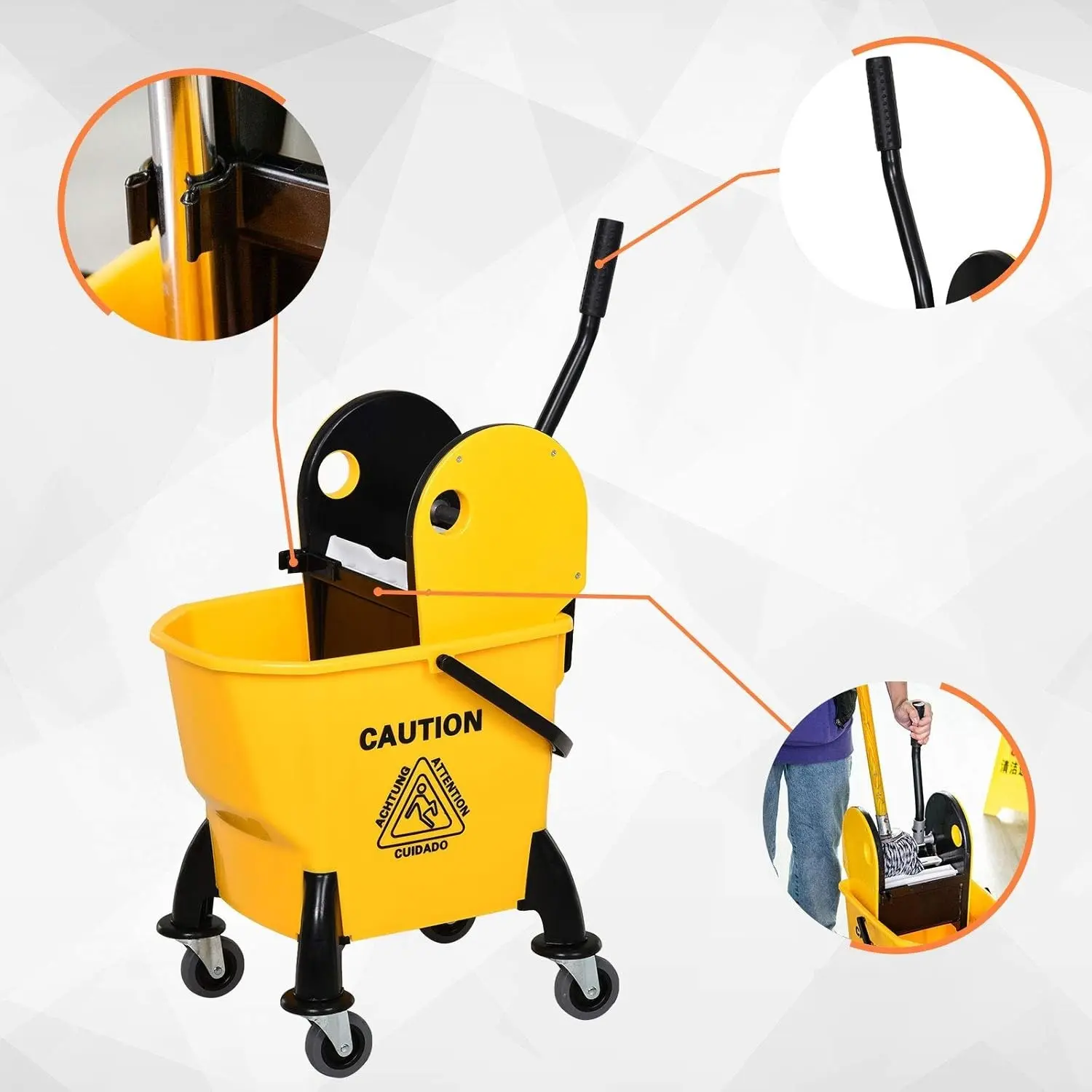 Carucior pentru curatenie Homcom 720-017 (Yellow) - 3