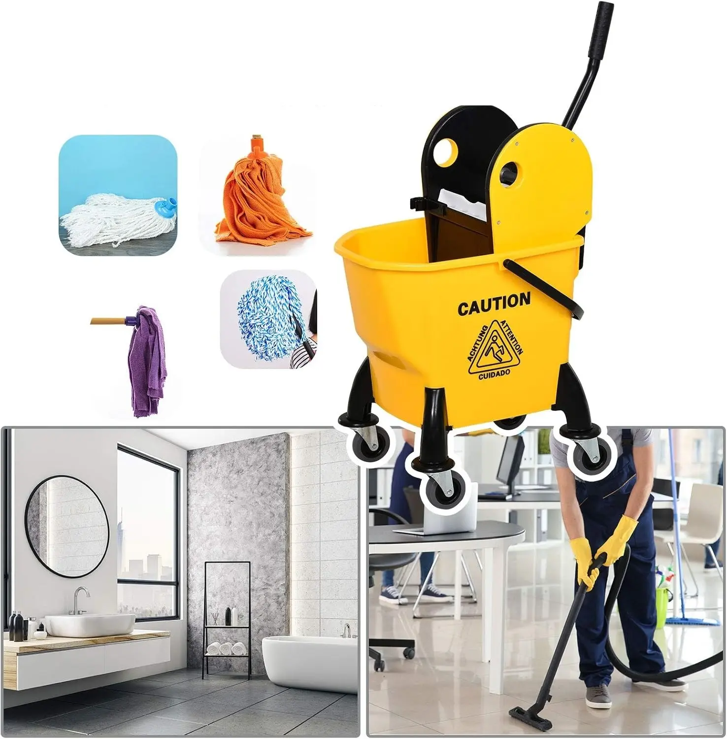 Carucior pentru curatenie Homcom 720-017 (Yellow) - 4