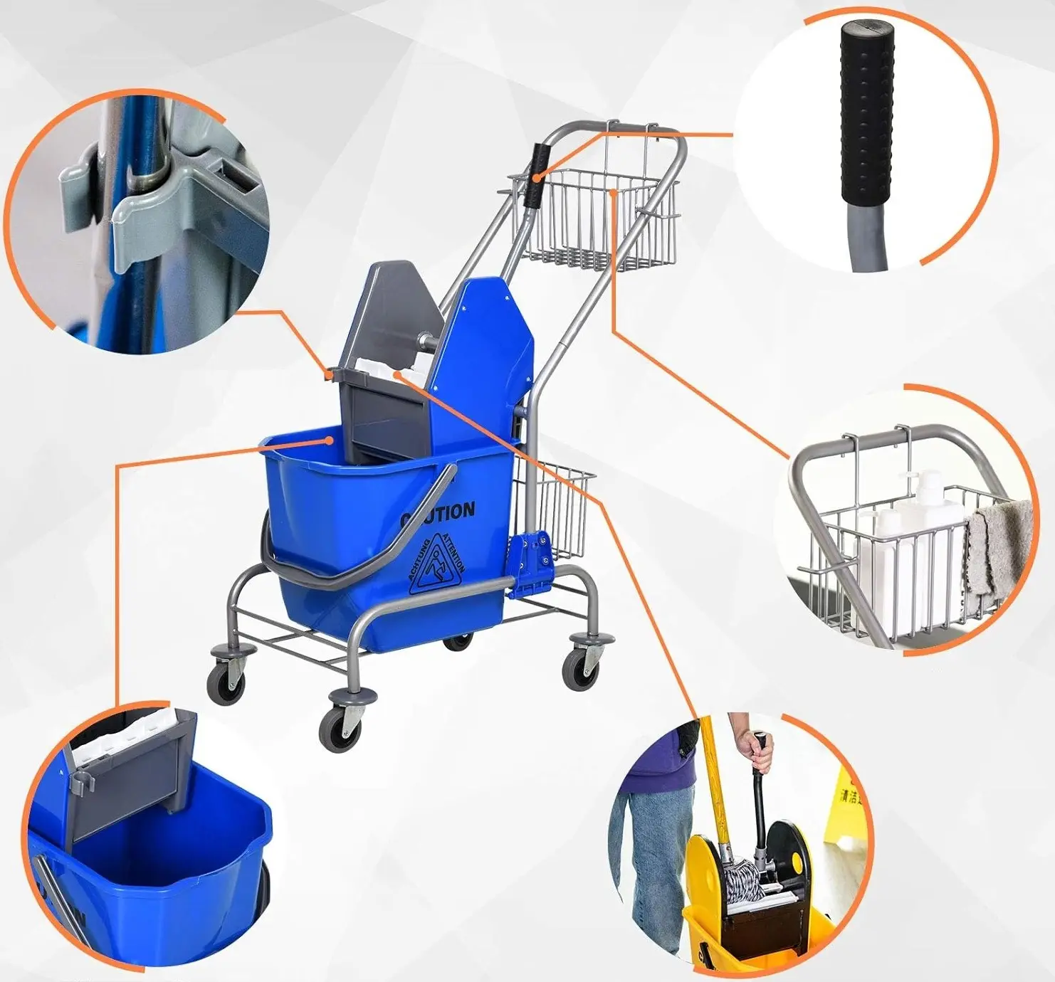 Carucior pentru curatenie Homcom 720-018 (Blue) - 3