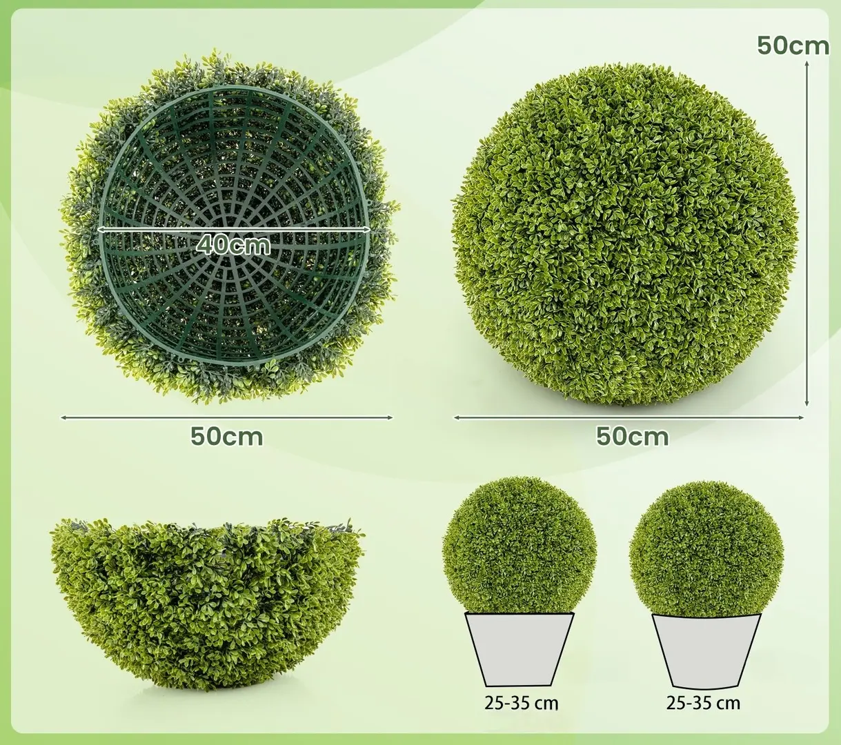 Set de bile topiary Costway HZ10290-M (Green)