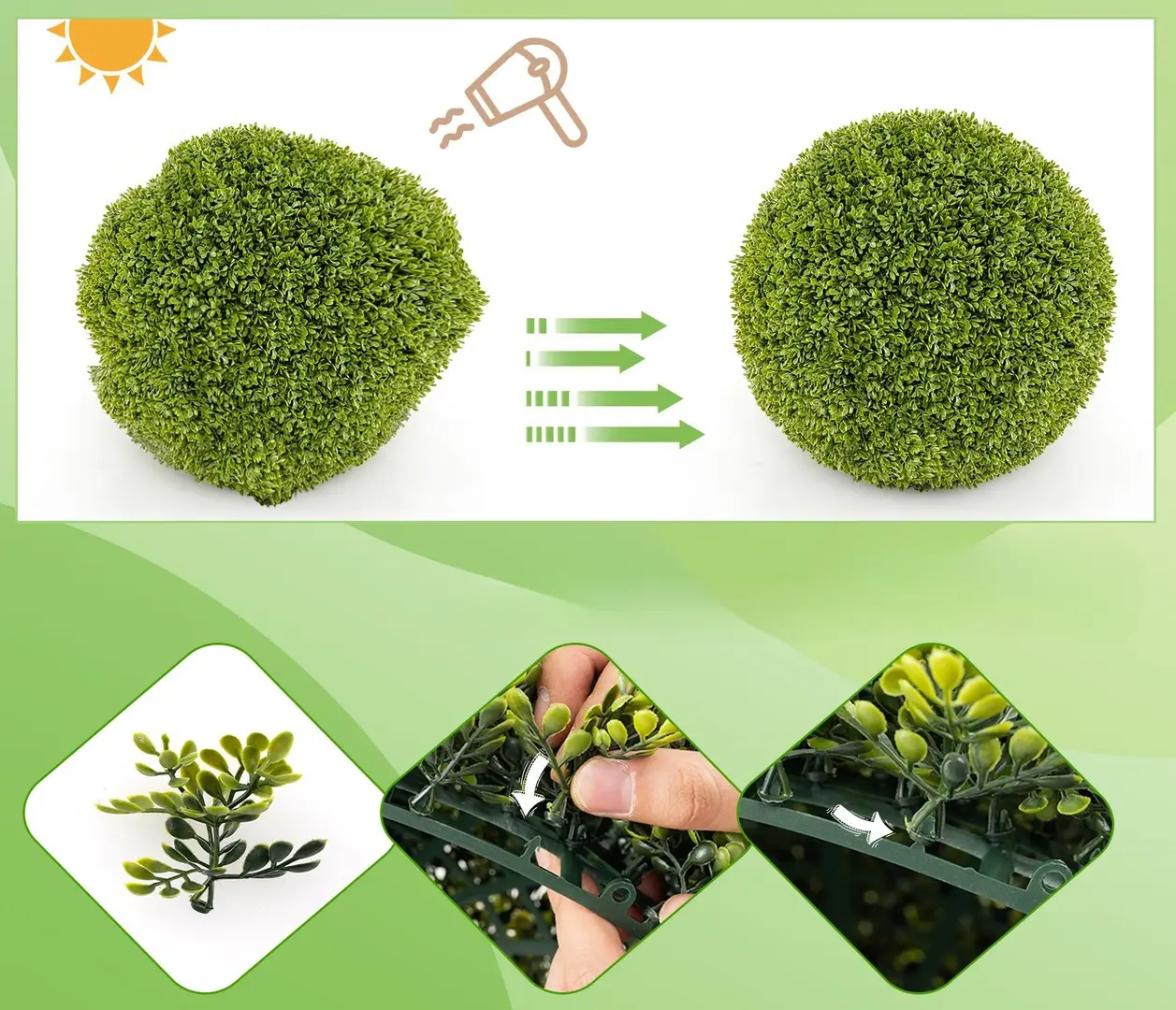 Set de bile topiary Costway HZ10290-M (Green)