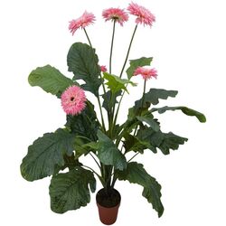 Planta artificiala Gerbera Jamesonii 70cm (Green/Pink)