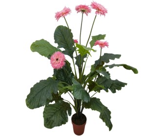 Planta artificiala Gerbera Jamesonii 70cm (Green/Pink)