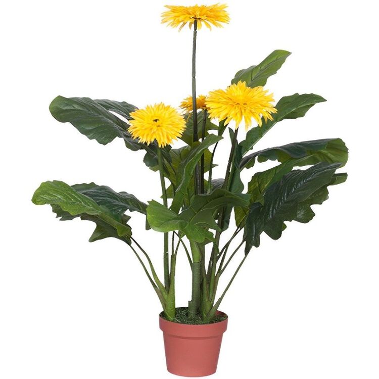 Planta artificiala Gerbera Jamesonii 70cm (Green/Yellow)