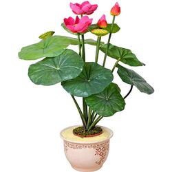 Planta artificiala Lotus 120cm (Green/Pink)