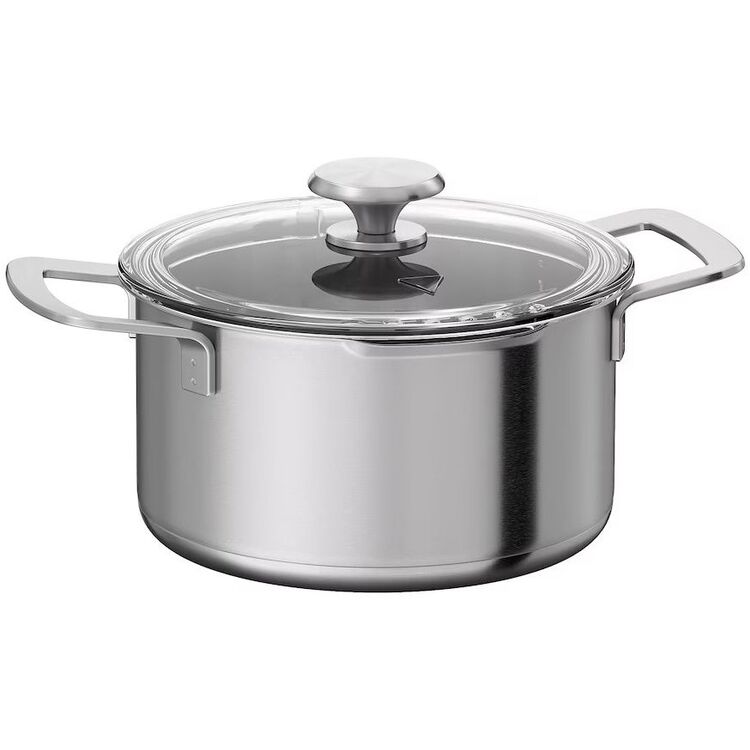 IKEA HEMKOMST Cratita cu capac, inox/sticla, 2 l