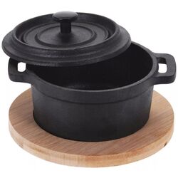 Набор кокот с крышкой + подставка Excellent Houseware 18329 (Black) Thumb