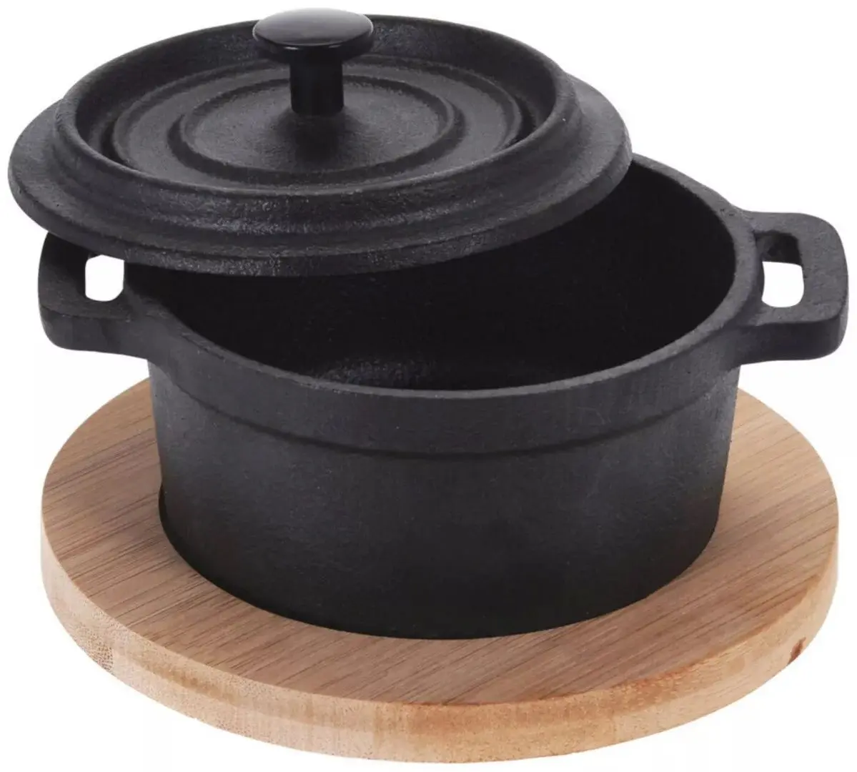 Набор кокот с крышкой + подставка Excellent Houseware 18329 (Black)