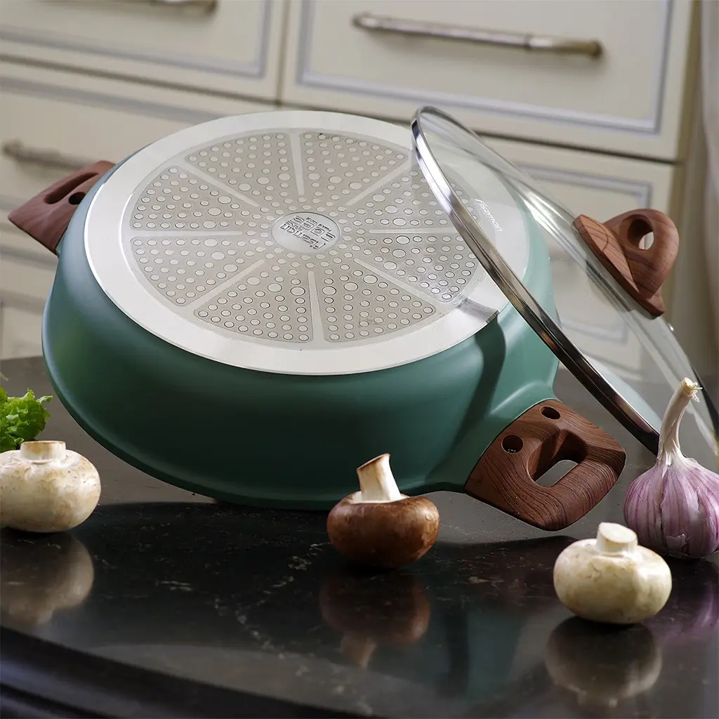 Tigaie saute cu capac Fissman Firenze 14280 (Green/Natural)