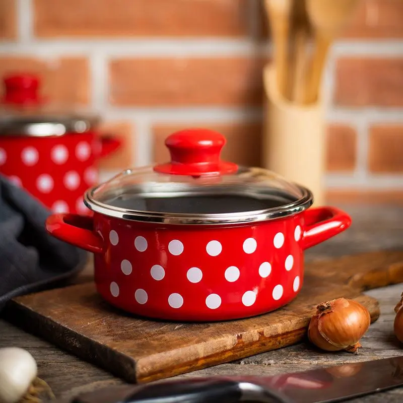 Oala cu capac Metalac Bele Tufne 1L (Red/Black)