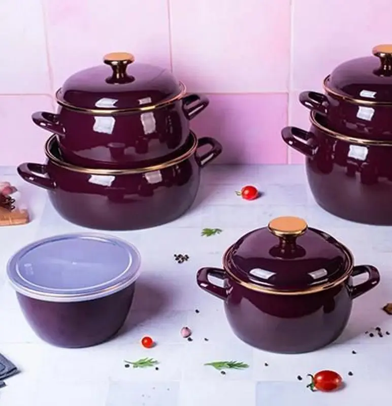 Oala cu capac Metalac Bordo Princ 57043 5l (Burgundy) - 2