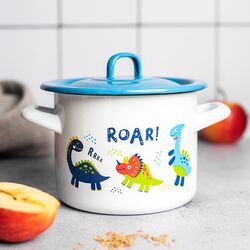 Cratita cu capac Metalac Dino 1.5L (White/Blue) Thumb