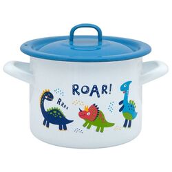 Cratita cu capac Metalac Dino 1.5L (White/Blue)