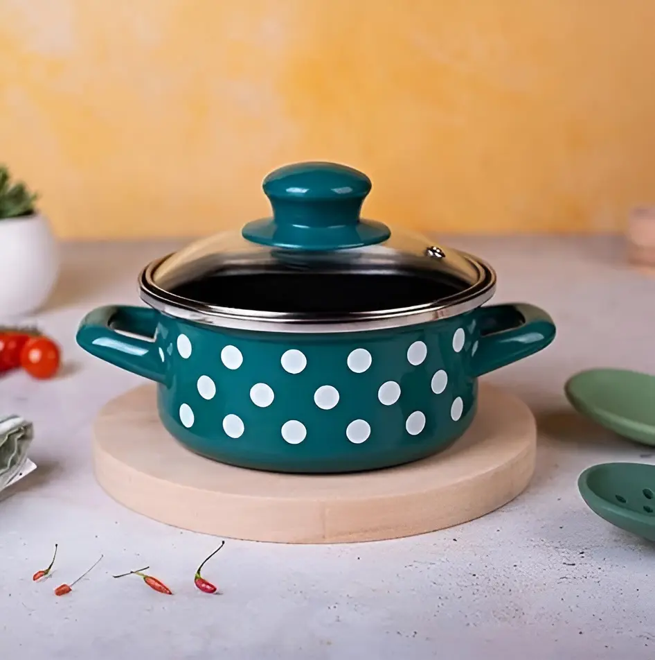 Oala cu capac Metalac Green Dots 57046 2l (Green) - 2