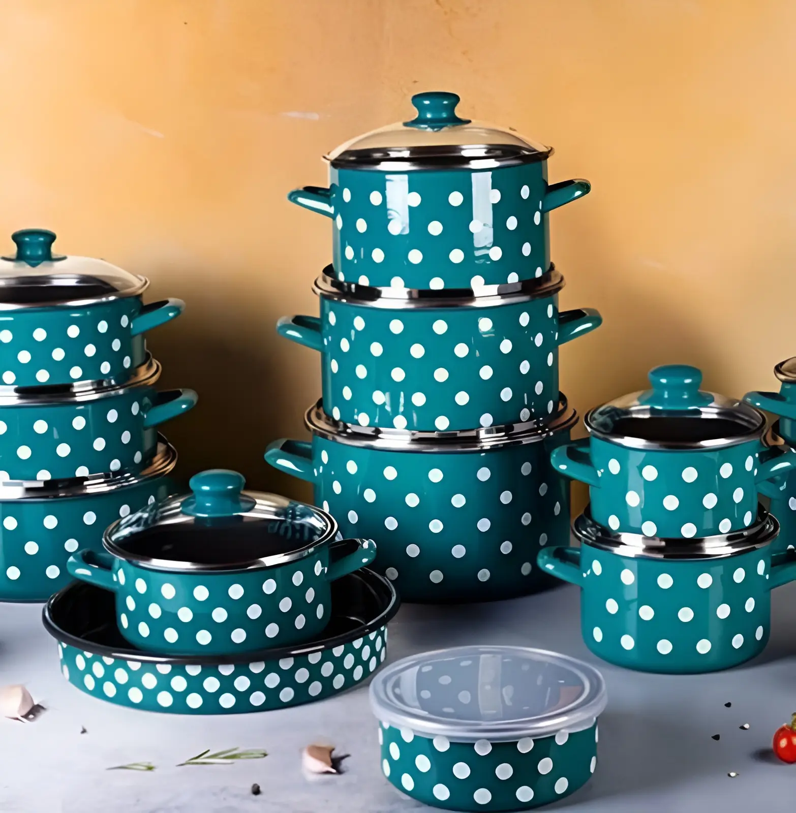 Oala cu capac Metalac Green Dots 57050 3.5l (Green) - 2