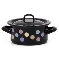 Cratita cu capac Metalac Pastel Dots 14cm (Black)