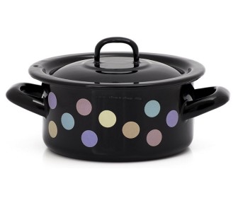 Cratita cu capac Metalac Pastel Dots 14cm (Black)