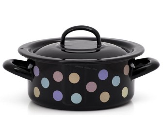 Cratita cu capac Metalac Pastel Dots 16cm (Black)