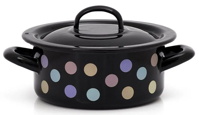 Cratita cu capac Metalac Pastel Dots 16cm (Black)