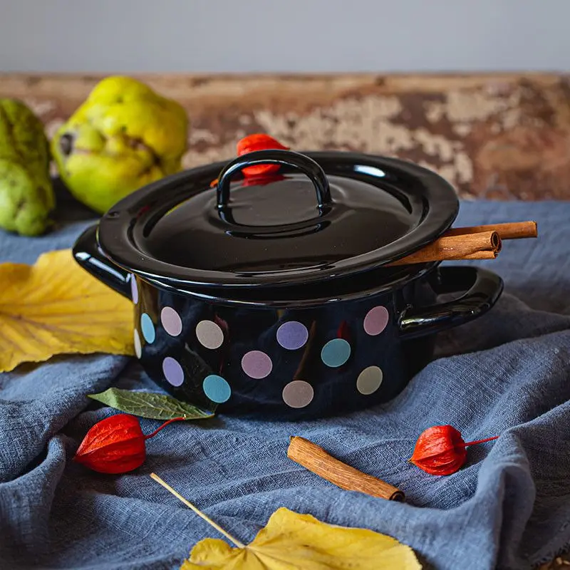 Cratita cu capac Metalac Pastel Dots 20cm (Black)