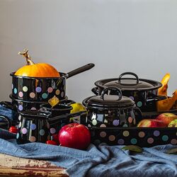 Cratita cu capac Metalac Pastel Dots 20cm (Black) Thumb