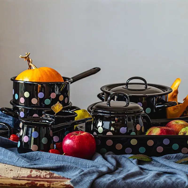 Cratita cu capac Metalac Pastel Dots 20cm (Black)